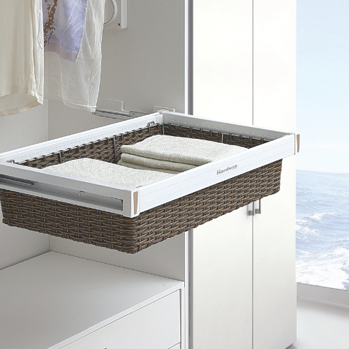 Soft Closing Cane Basket - White